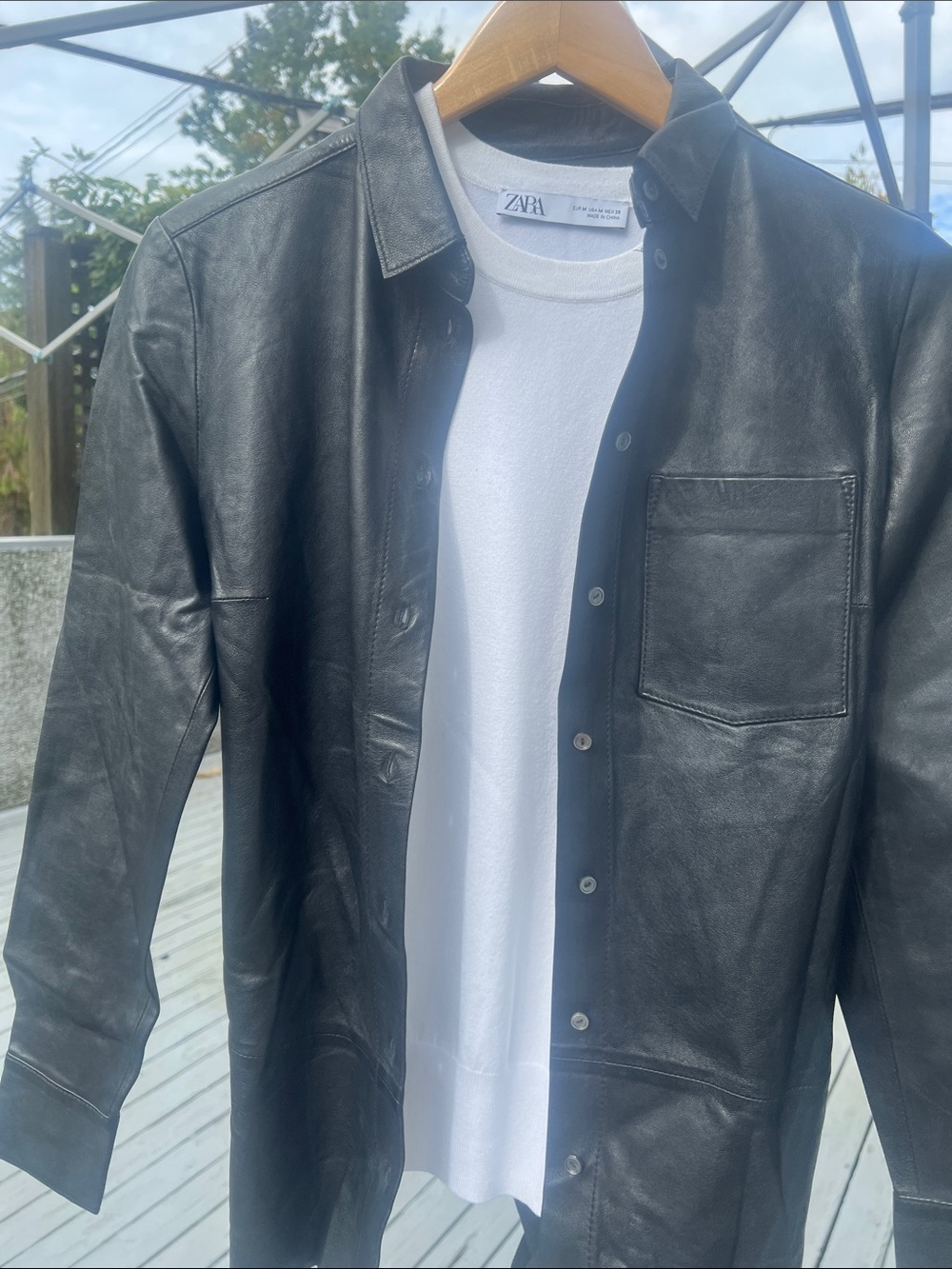Black Leather women’s Jacket - Classic Button-Front